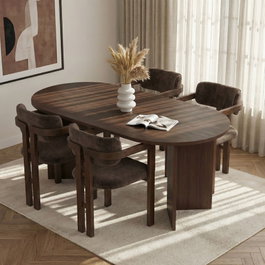 Nordure Meridia 4 - Juego de mesa y sillas de 5 piezas Milano Walnut, Nogal Oscuro y Marrón